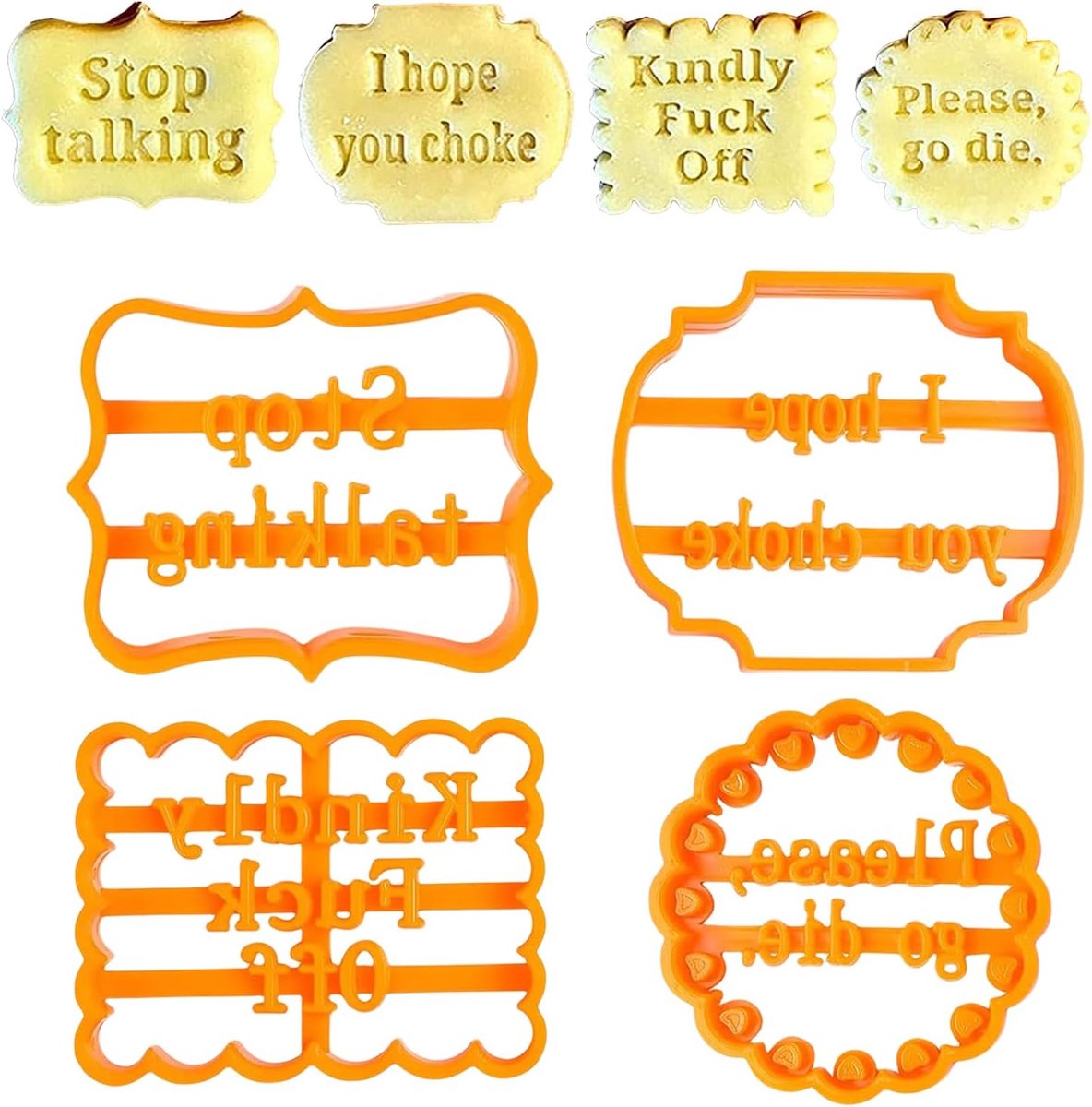 Naughty Proverbs Cookie Cutters Set of 4 Cookie Cutters Round Square Baking Cookie Moulds Funny - ShopVlot