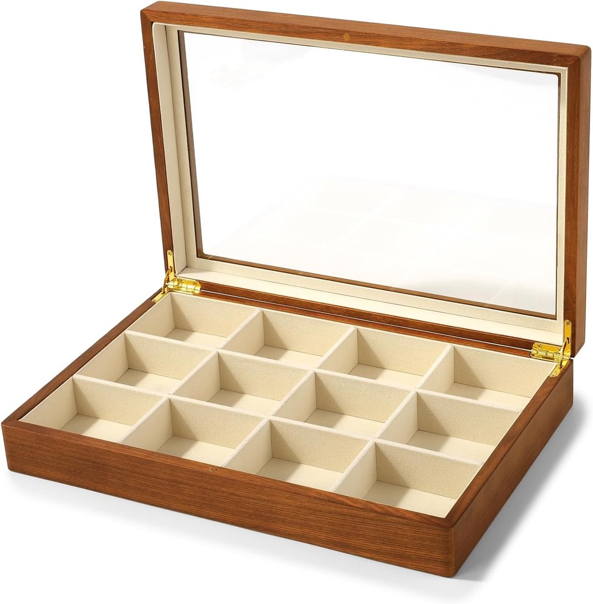 Oirlv Solid Wood 12 Grids Jewellery Box for Rings Earrings Storage Box Jewellery Box Women Display Box Drinking Set - ShopVlot