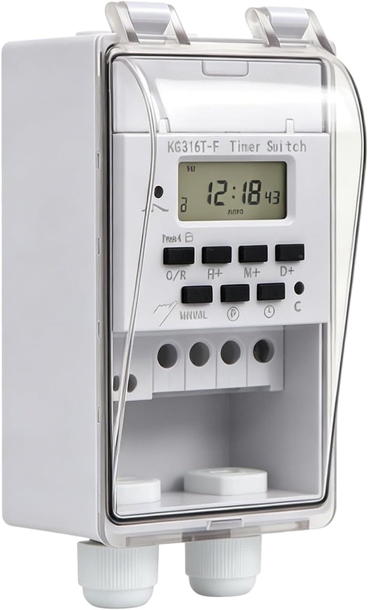 Programmeerbare tijdrelaisschakelaar, 220 V, intelligente timer, met waterdichte transparante afdekking, wandmontage - ShopVlot