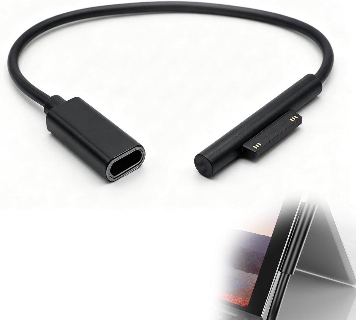 Zolara Surface naar USB C oplaadkabel, type C naar Surface adapter, 15 V/3 A PD45 W USB C vrouwelijk naar mannelijk - ShopVlot