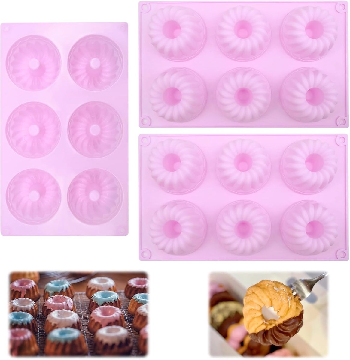 3-Piece Purple Silicone Mini Muffin Containers (5×12×12cm, 350g) - Non-Stick Cupcake Molds for Oven Baking - ShopVlot