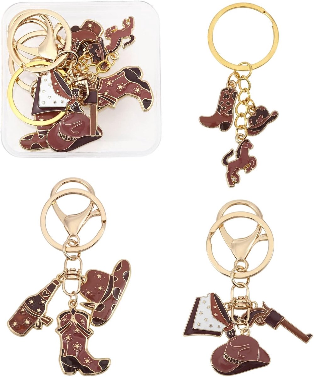 Western cowboy laarzen sleutelhanger cowboy hoed hanger legering auto sleutelhanger voor handtas - ShopVlot