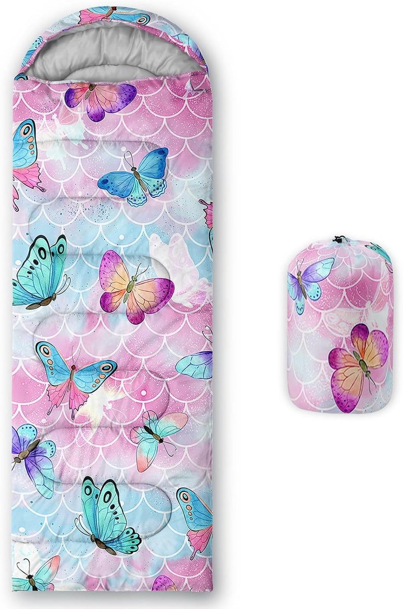 HOSIMA Butterfly Sleeping Bag Adults Girls Boys Waterproof Men Warm Camping Hiking Outdoor Travel Hunting Compression - ShopVlot