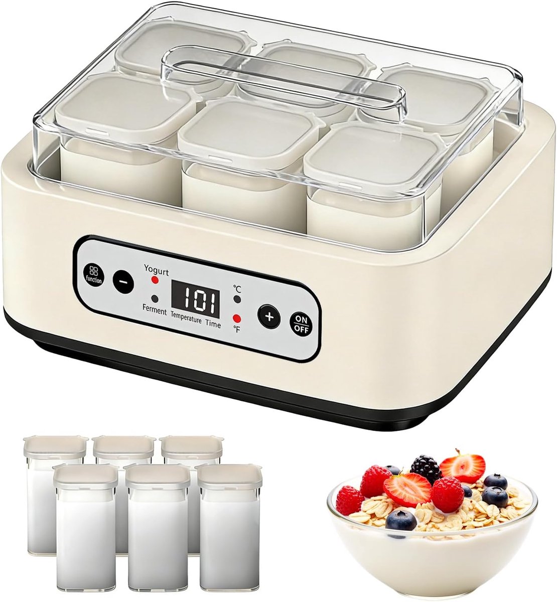 Yoghurtmaker 1,6 l - RVS - Timer 1-99 uur - Maak zelf gezonde yoghurt - ShopVlot