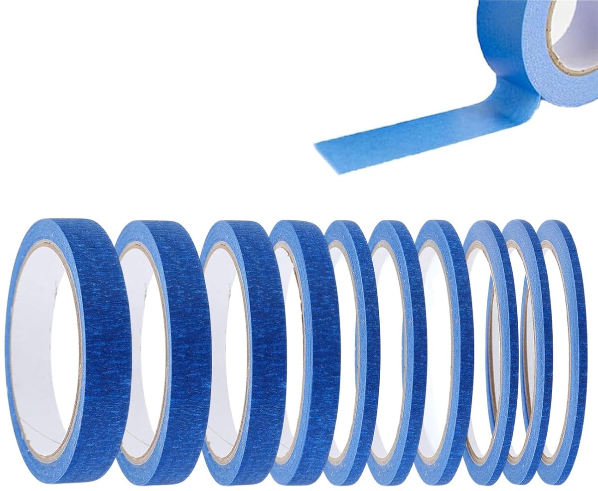 Maskingtape set 10 rollen - Blauw - Diverse breedtes 3/5/10/12/15/20mm - Perfect voor DIY projecten - ShopVlot