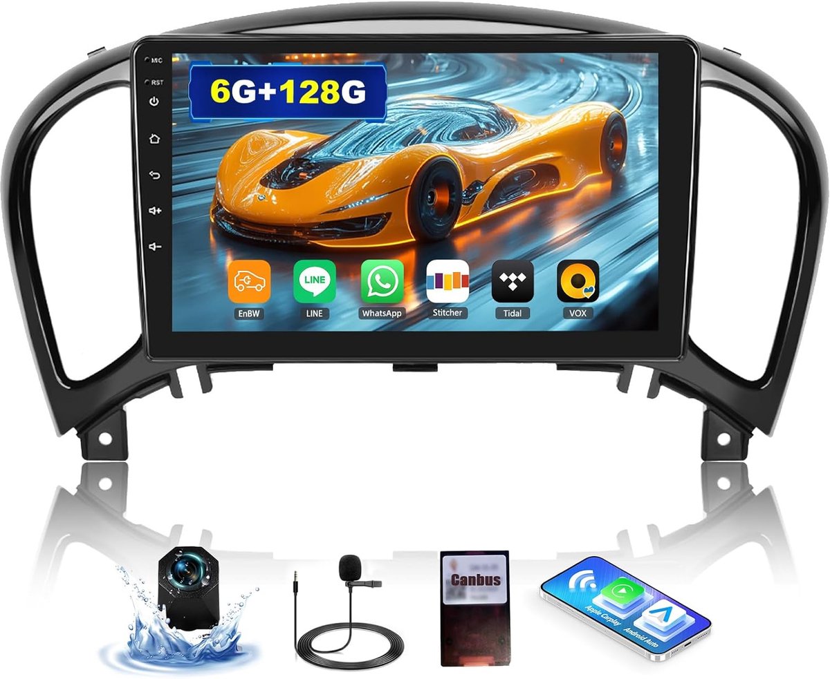 Auto Radio 9 inch - 6G RAM 128G Opslag - Carplay en Android Auto - Navigatie en Bluetooth - ShopVlot