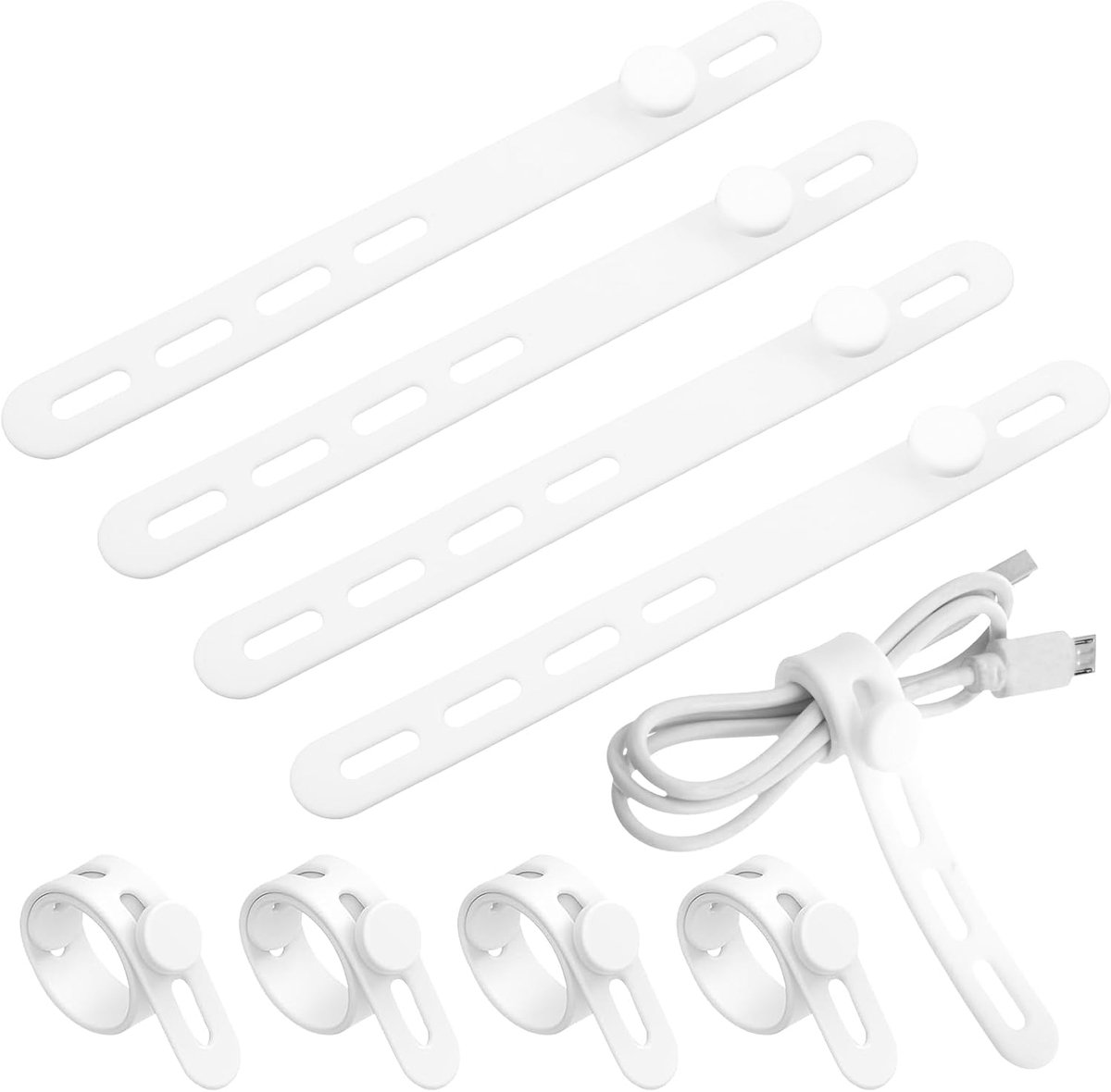 Kabelbinders 10 stuks - Silicone - Verstelbaar - Elimineert bureau rommel - ShopVlot