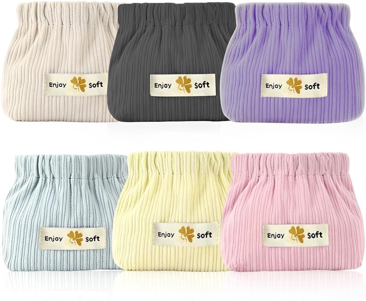 Mini reistasjes set van 6 - elastisch ribfluweel - unieke opening - perfect voor make-up en accessoires - ShopVlot