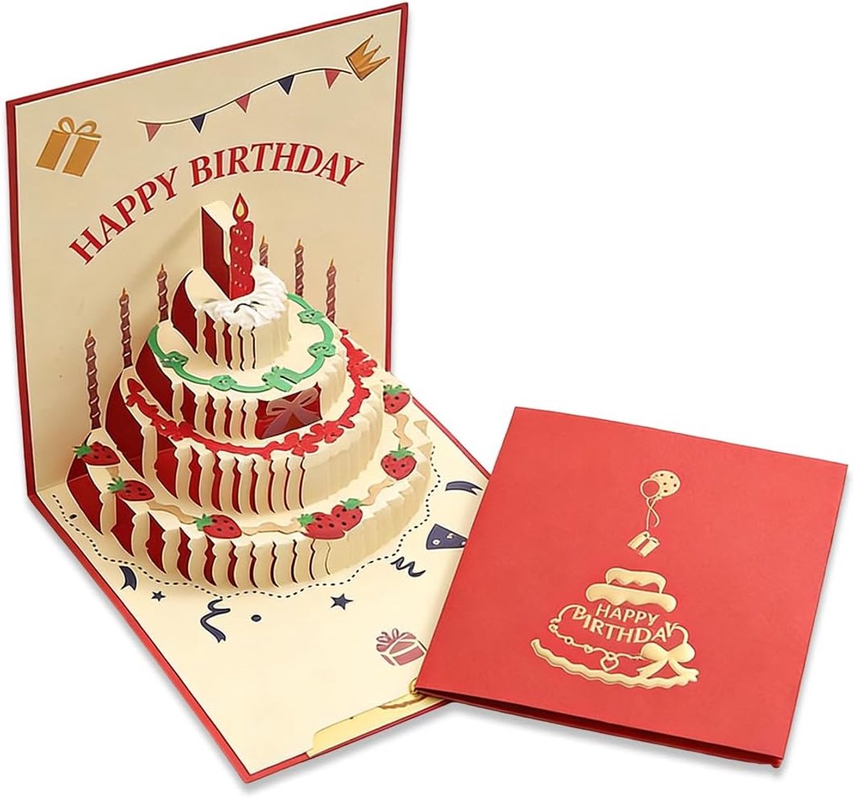 Verjaardagskaarten met envelop - Premium 3D Pop-Up - Rood - Voor iedere jarige - ShopVlot