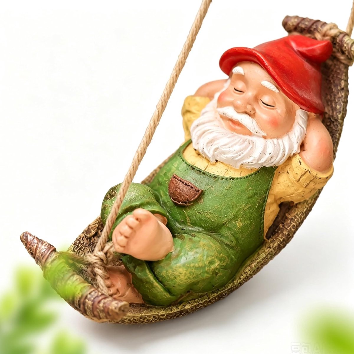 hangende schommelstok tuindwergbeeldjes - hars polyresin - decoratie voor bomen - vrolijke tuinaccessoires - ShopVlot