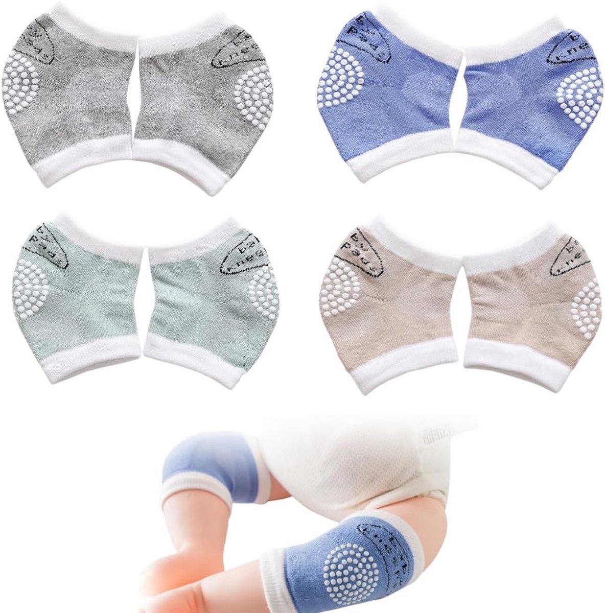 Kniebeschermers voor Kinderen 4 Paar - Katoen met Siliciumtips - Antislip voor Kruideniers - ShopVlot