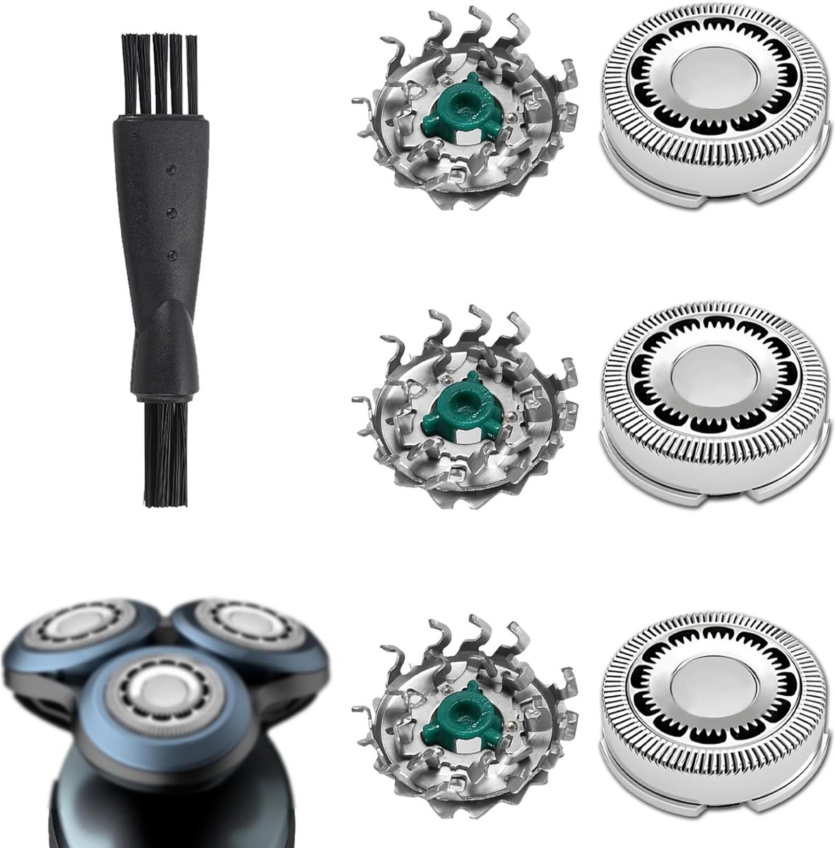 Vervangende scheerkoppen SH60/72 - 3 stuks - Geschikt voor Philips S6000 series - Inclusief reinigingsborstel - ShopVlot