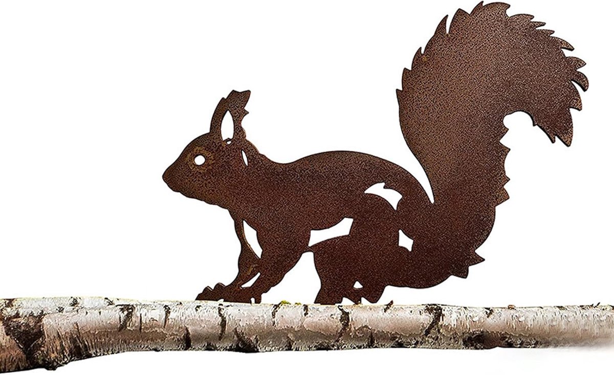 Tuindecoratie Eekhoornfiguur - Metalen Silhouet - Voor tuin en balkon - ShopVlot