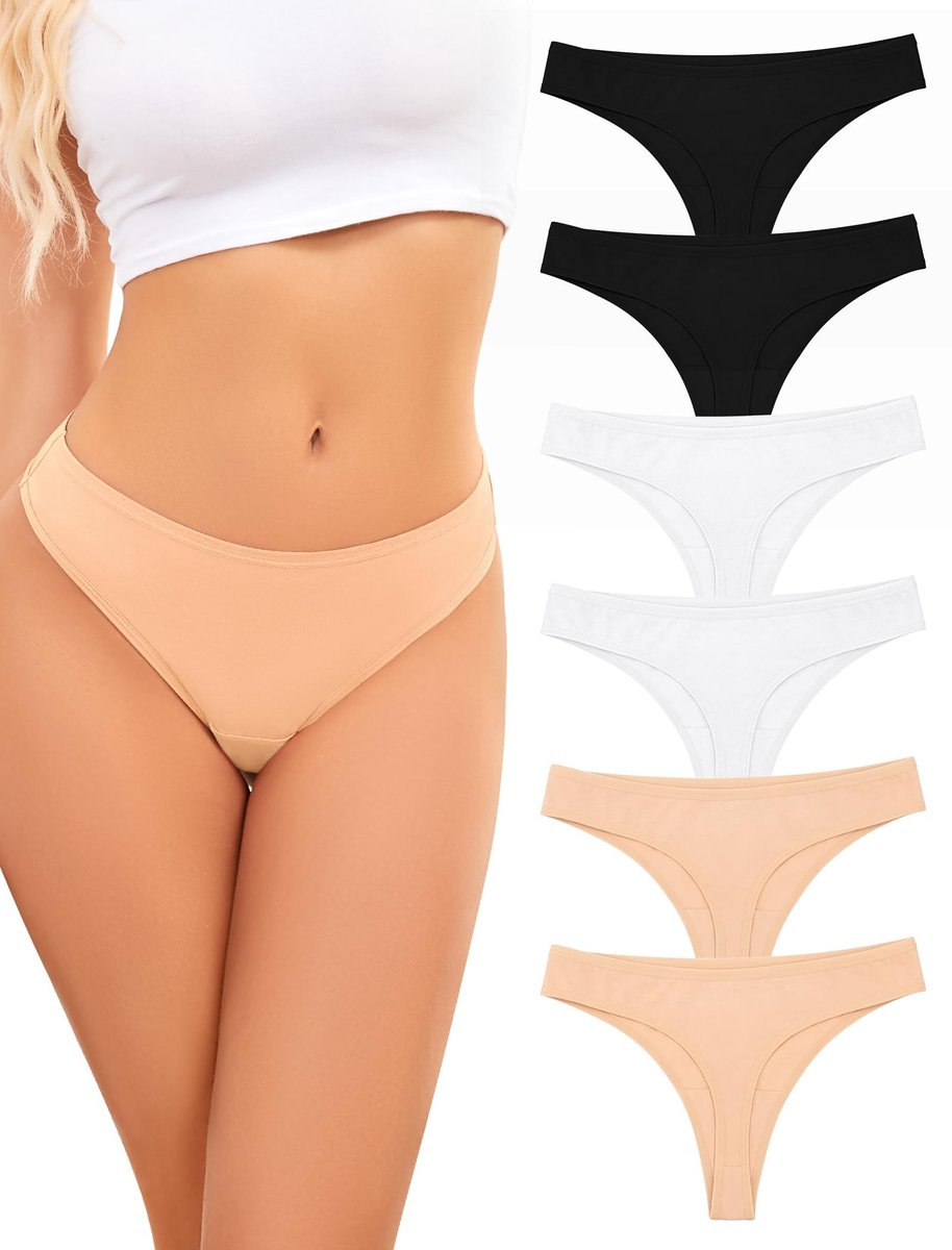 Solidchoice - Dames Katoenen Thongs, 6-delige Set