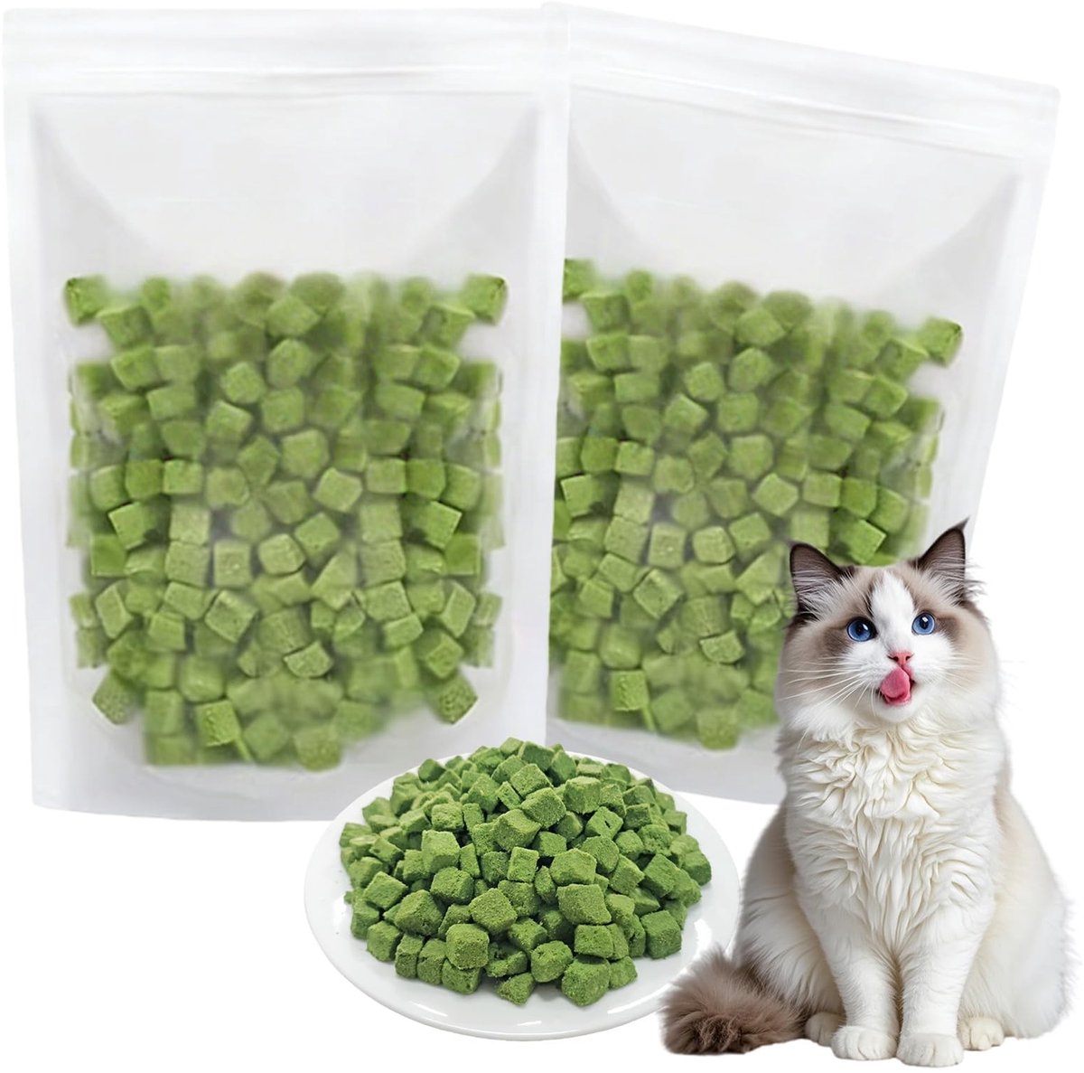 Solidchoice - Set van 2 Kattengras Snacks, 200g, Freeze-Dried voor Gezonde Tanden