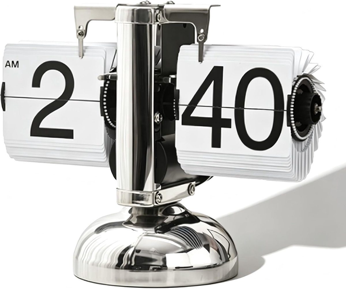 Digitale flipchart-klok met ornamenten (wit) - ShopVlot