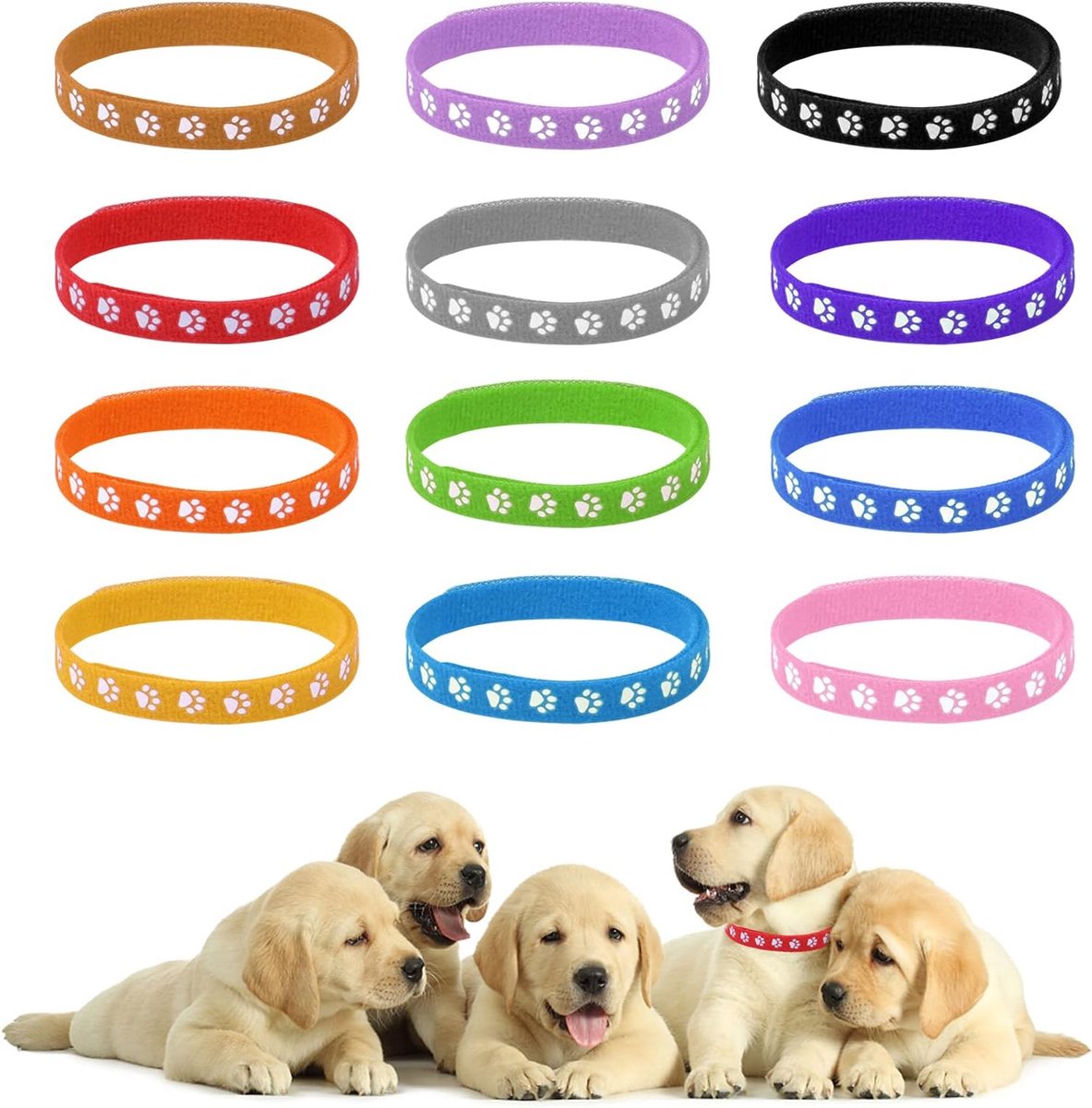 Jinlaili 12 Pcs Assorted Color Puppy Identification Collars, Soft Puppy ID Collars, Adjustable Puppy Identification - ShopVlot