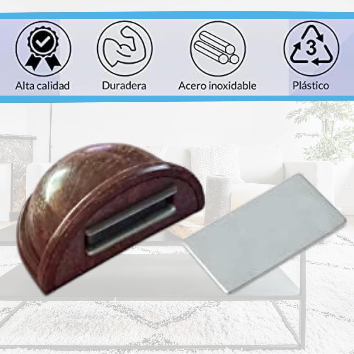 Door stopper with adhesive magnet, door stopper brown 6 and - door stopper self-adhesive - ShopVlot