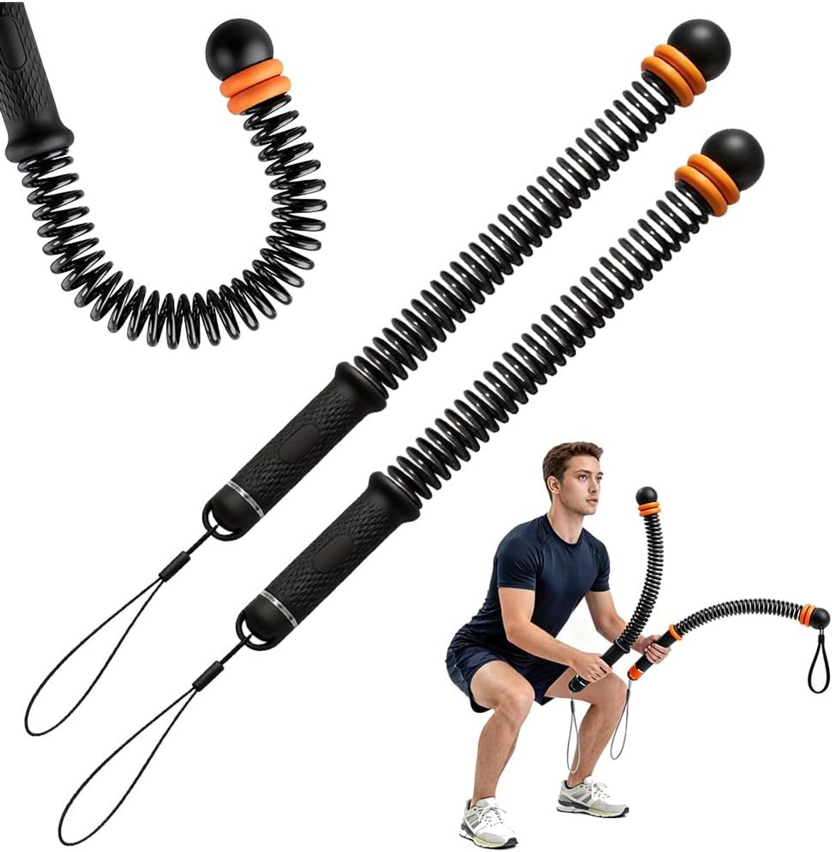 Battle Rope zonder touw, 2 stuks battle ropes, draagbare battle ropes zonder touw, touwloze trainingstouwen voor - ShopVlot