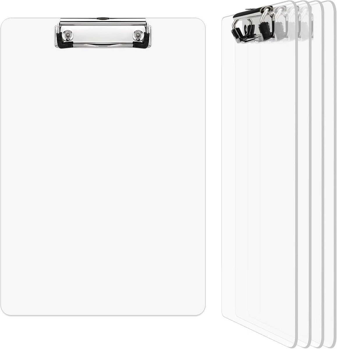 LELE LIFE 5 Pack Kristalhelder Acryl Klembord 22 x 30,5 cm, A4 Stevige Plastic Clip Board met laag Profiel Metalen - ShopVlot