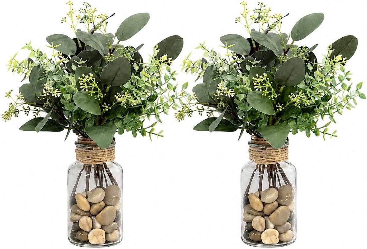2 pcs Kunstmatige Eucalyptus in een Vaas - ShopVlot