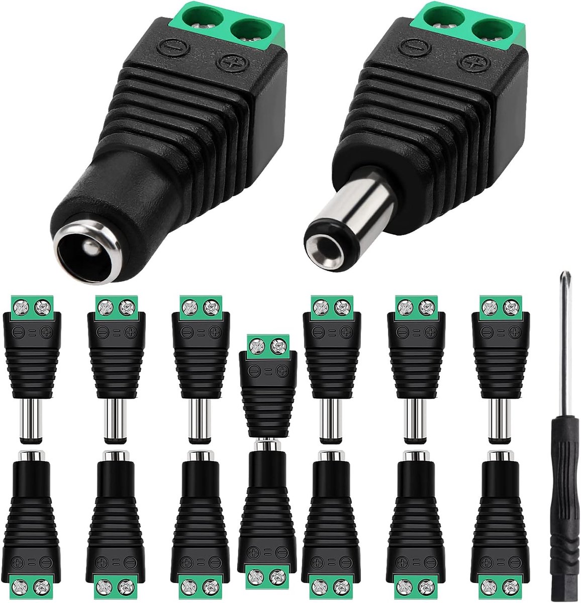 7 Pairs 0.5cm x 0.3cm DC Power Connector Male Female, KUOQIY 12V Male & Female Jack Connector Plug Adapter, for CCTV - ShopVlot