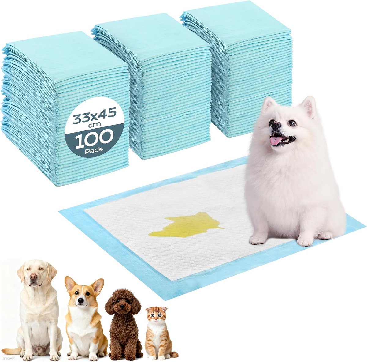 Pipi Mats For Dogs, 100 Pieces Training Pads, Changing Mats, Disposable 33 X 45 Cm, Disposable Pads,, Training Mats - ShopVlot
