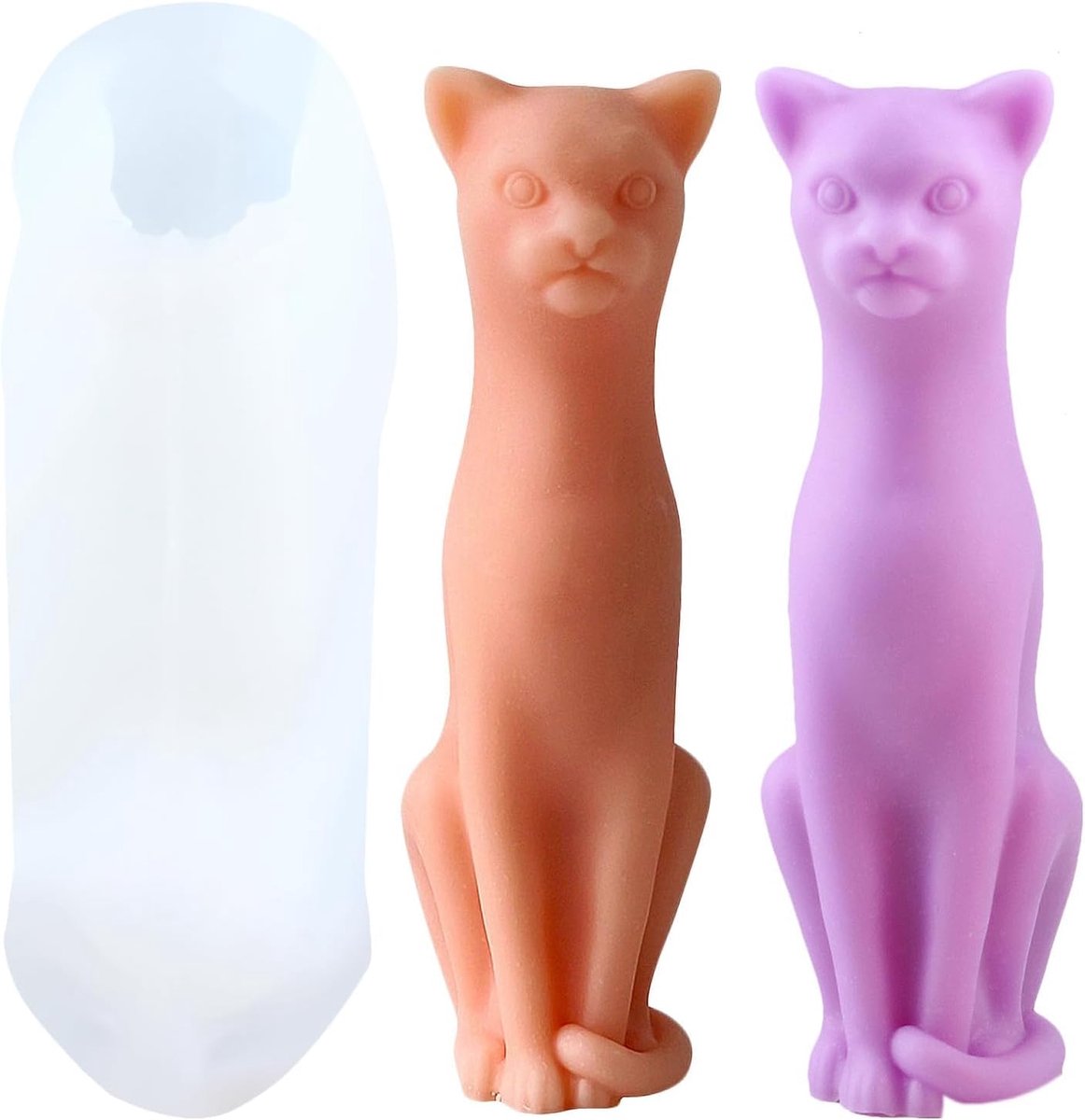 XIAOSHUI Cat Candle Shape Seated Cat Candles Silicone Molds Cat Resin Casting Mould For Candles Home Decoration Shape - ShopVlot