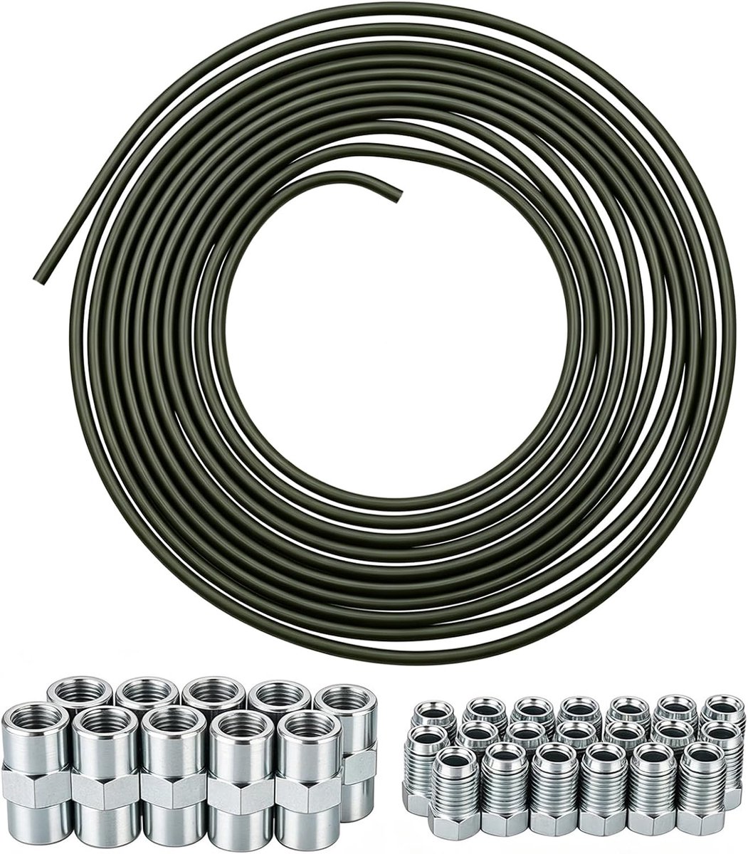 5 m remleidingsset, 3/16 inch remleidingsset Ø 4,75 mm, 20 schroeven en 10 connectoren voor flensapparaat - ShopVlot