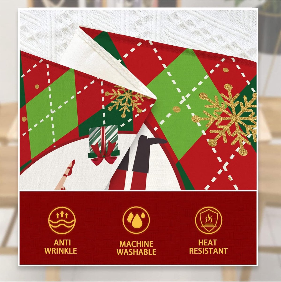 Tarklanda Table Runner Christmas Nutcracker Christmas Tree Winter Seasonal Washable Kitchen Dining Table Decoration - ShopVlot