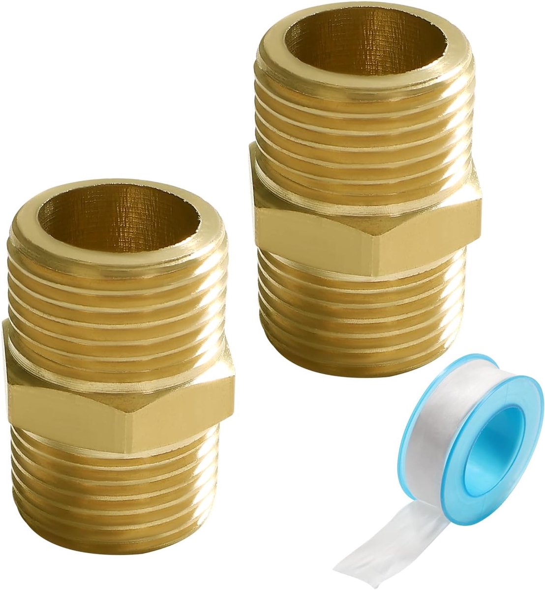 2 Pieces G3/8 Male Thread to G3/8 Male Thread, Wire Brass Hex Nipple Connector, Straight Pipe Hex Fitting with - ShopVlot