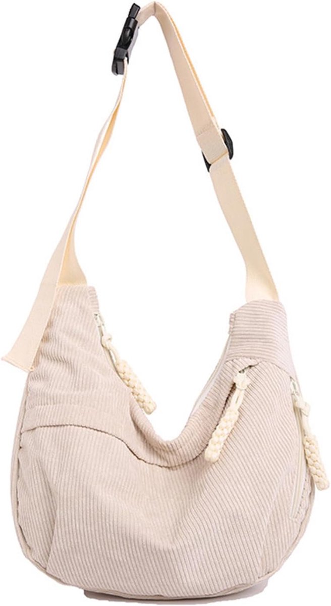 Women's Corduroy Crossbody Bag, Half Moon Bag Shoulder Bag, Half Moon Crossbody Shoulder Bag with Adjustable Shoulder - ShopVlot