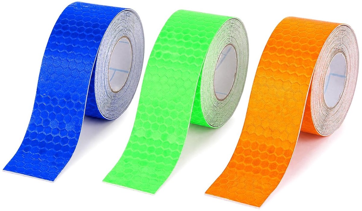 Reflecterende tape, zelfklevend, sterke reflectie, lichtgeel, blauw, groen, 2 cm breed, voor fietsaanhangers, kleding - ShopVlot