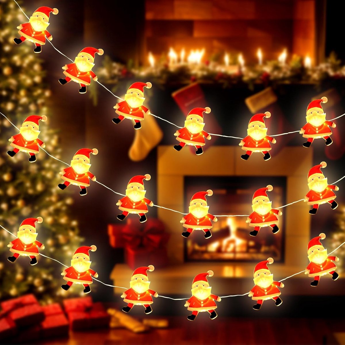 Christmas String Lights Indoor,2m 20LED Christmas Santa Fairy Lights Battery Operated 2 Modes Christmas Lights Indoor - ShopVlot