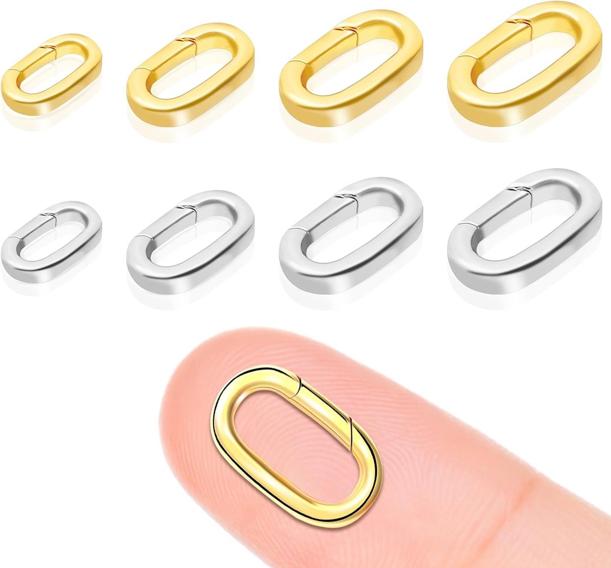 8Pcs Oval Carabiner Chain Connector Stainless Steel Spring Clasps Bracelet Clasps Key Chain Locks Chains Clips - ShopVlot
