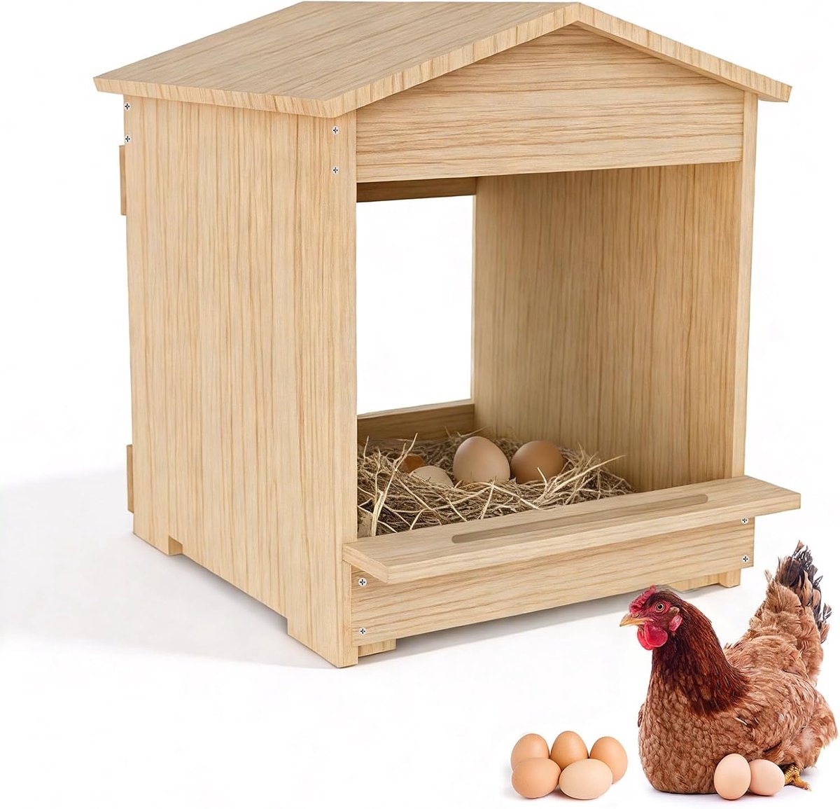 Pondoir Laying Hens Bird House for Chicken Coop Made of Painted Wood Waterproof for Various Chicken Breeds 38.5 x 30.5 - ShopVlot