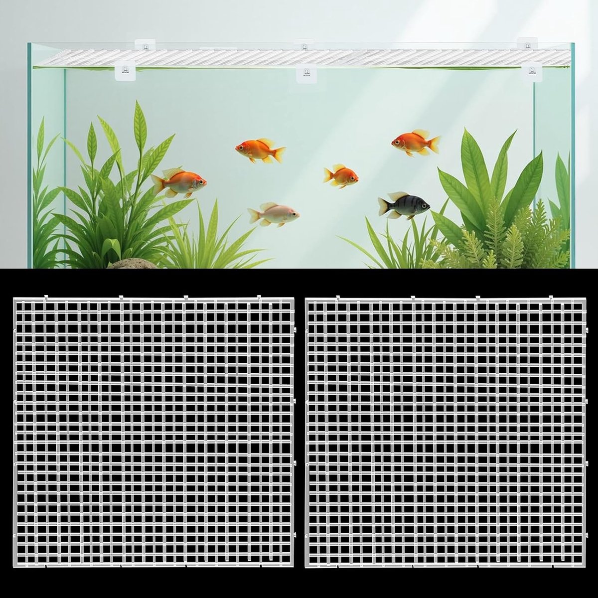 4 Pcs Aquarium Cover,Aquarium Mesh Plastic Mesh with 8 Brackets and 8 Cable Ties,Anti Spring Terrarium Lid for - ShopVlot