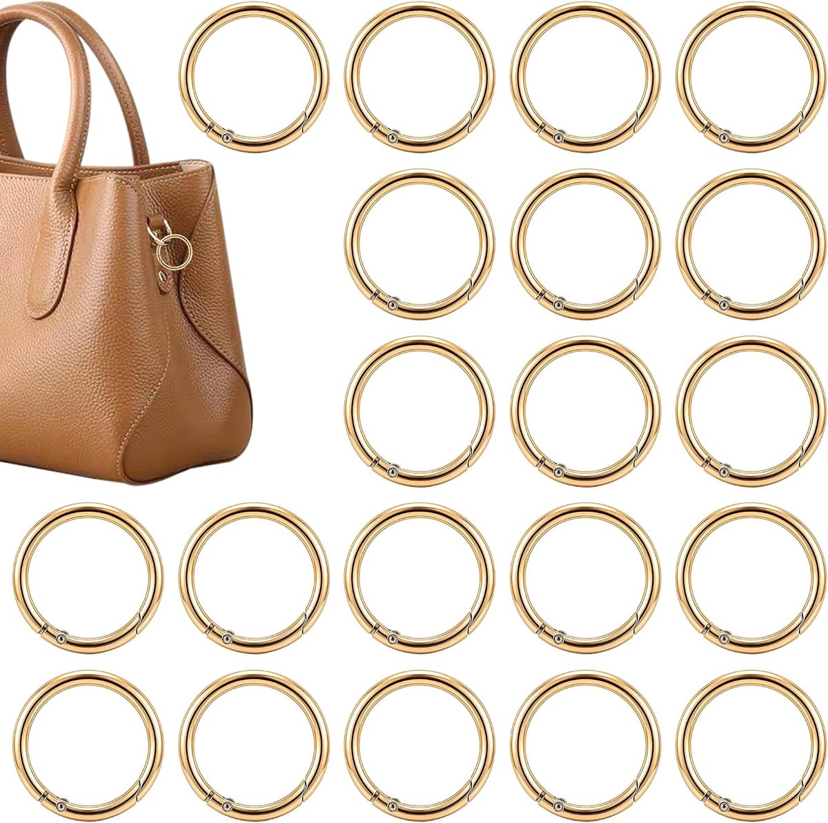 20 stuks 40 mm ronde karabijnhaak sleutelhanger met veerO-ringen - ShopVlot