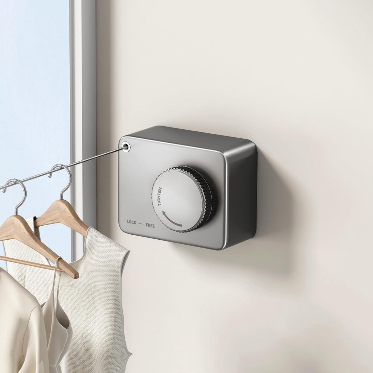 MUSTORN Wall Dryer Retractable Clothesline For Indoor And Outdoor, Extendable Heavy Duty Stainless Steel Line, Wall - ShopVlot