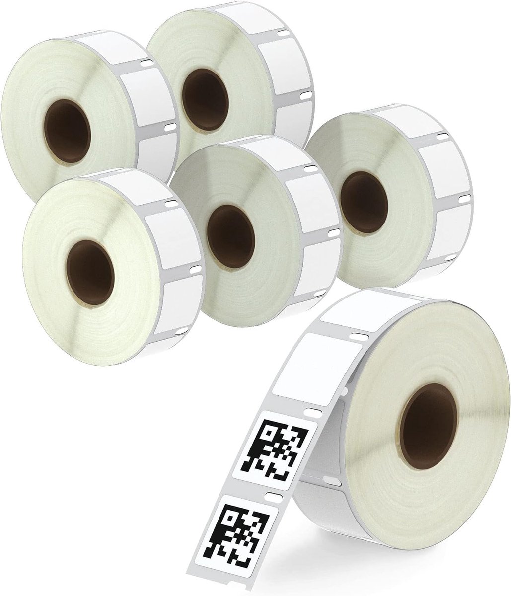 BETCKEY - 6 Rolls S0929120 Labels Compatible with Dymo, 25mm x 25mm, 4500 Self Adhesive Square Labels for Dymo Label - ShopVlot