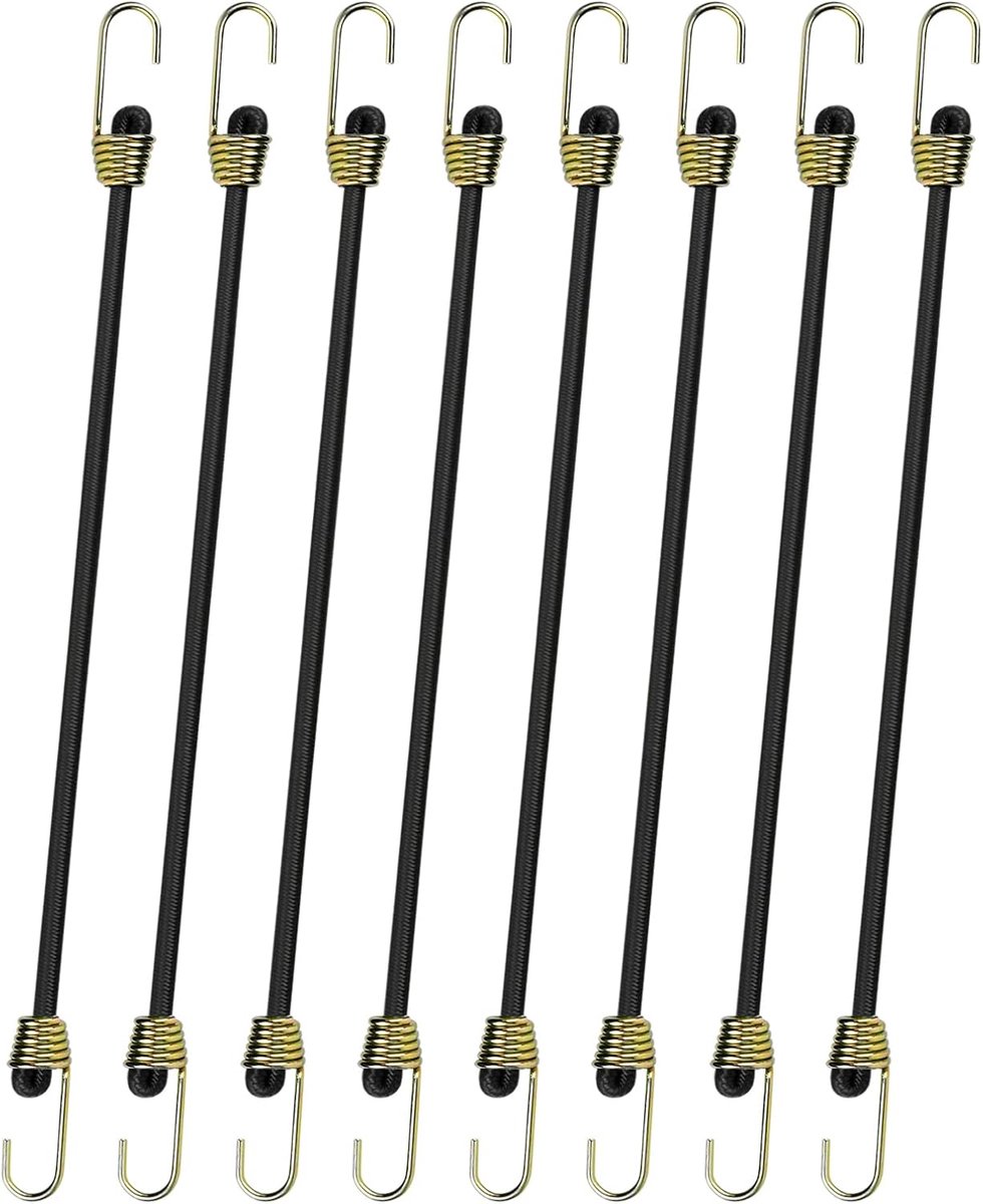 Bungeekoorden 25 cm - elastische expander met haken - sterke rubberen spanbanden - ideaal voor kamperen - ShopVlot
