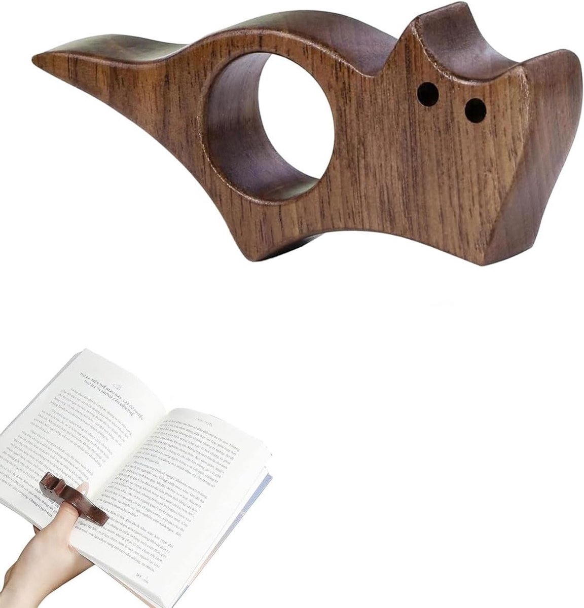 Boekzijhouder kattenmotief - glad hout - boekklemmer - ideaal voor boeklezers - ShopVlot