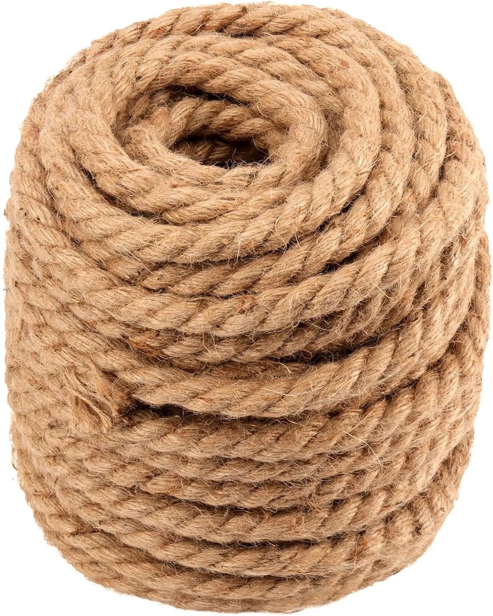 Jute touw 20m x 12mm - 4 strengen gedraaid jute - stevig en duurzaam - ideaal voor knutselen en decoratie - ShopVlot
