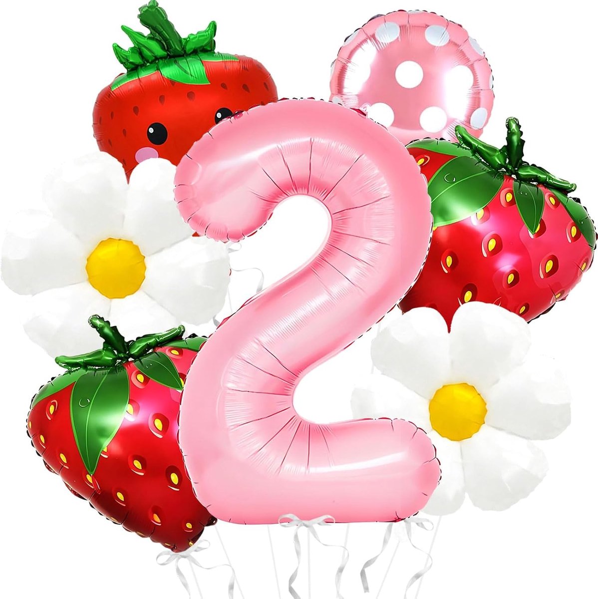 Ballonnen set aardbei - aluminium folie - feestdecoratie - perfect voor verjaardagen - ShopVlot