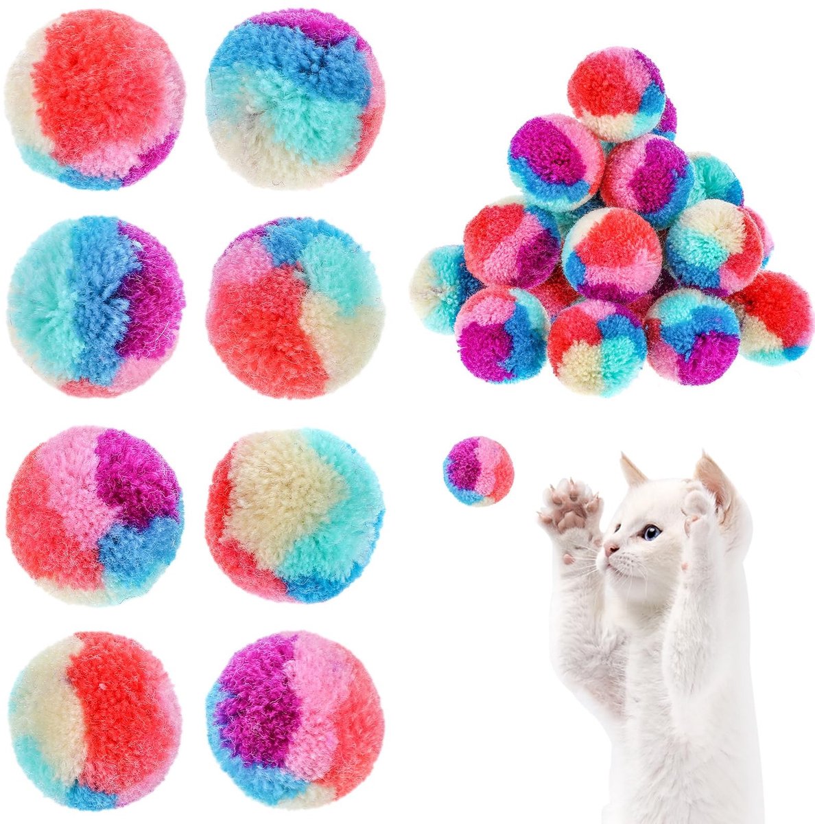 Solidchoice - Set van 30 Zachte Speelballen voor Kittens in Diverse Kleuren