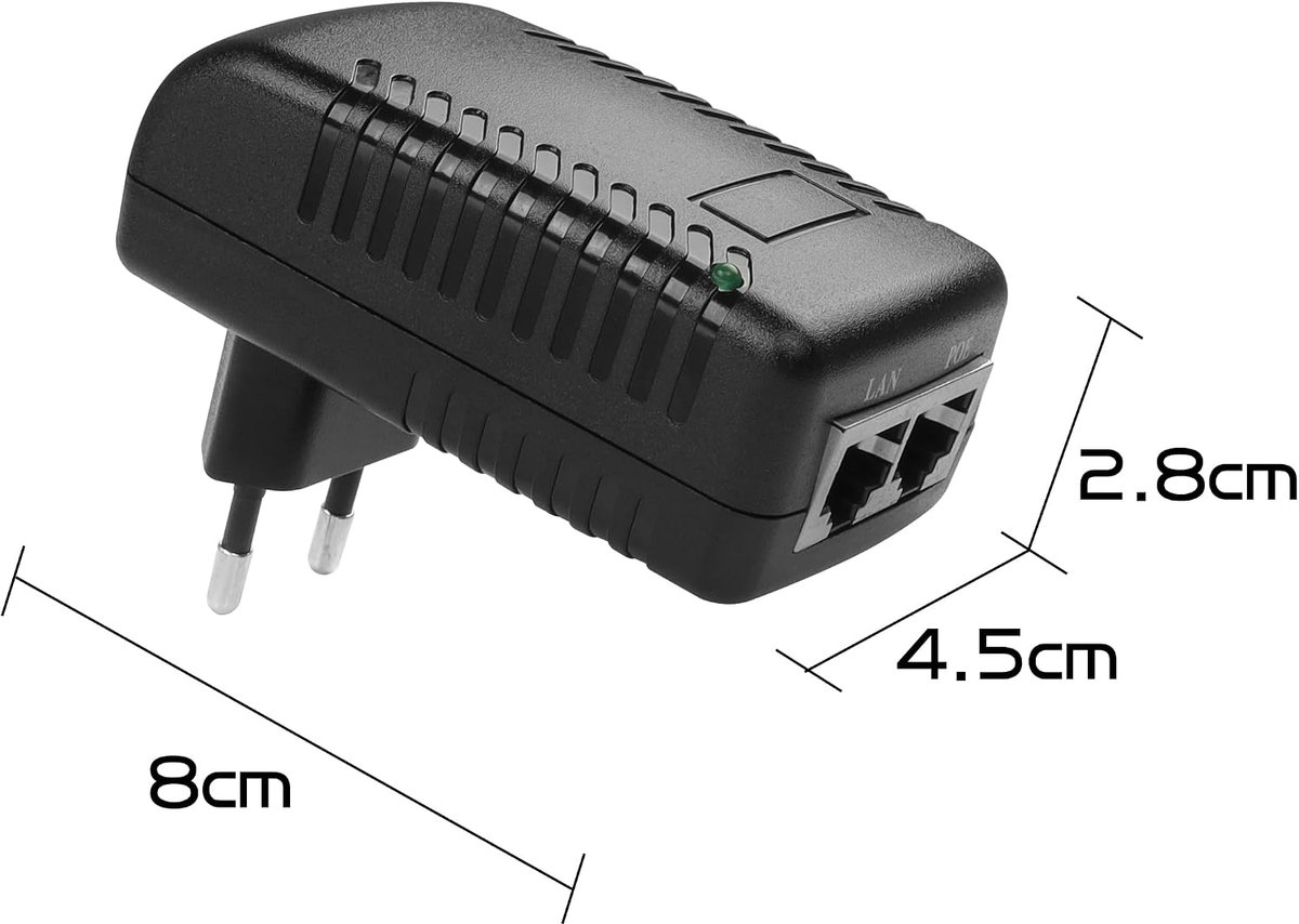 PoE Injector Adapter - 48 V / 0.5 A - EU Plug - Plug and Play voor IP Camera's - ShopVlot