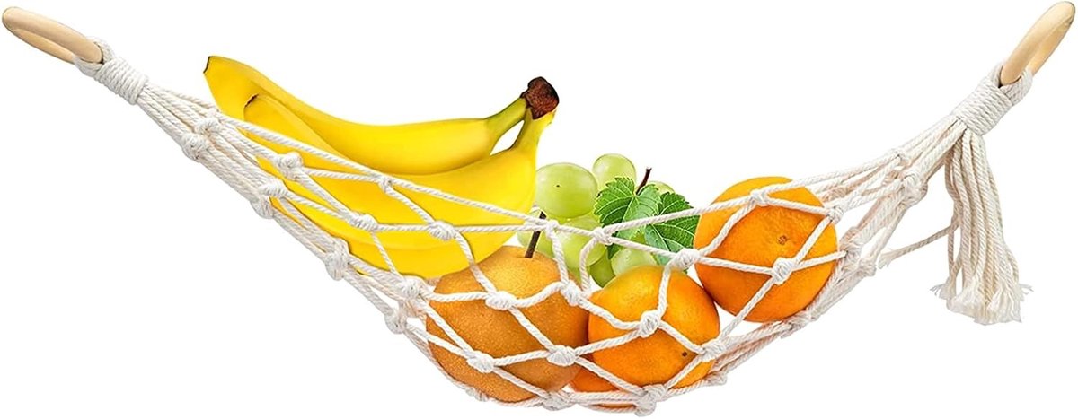 Fruithangmat, katoenen touw, geweven fruitnet, fruit, groenten, opslag, hangende fruitmand voor keuken, thuis, camper