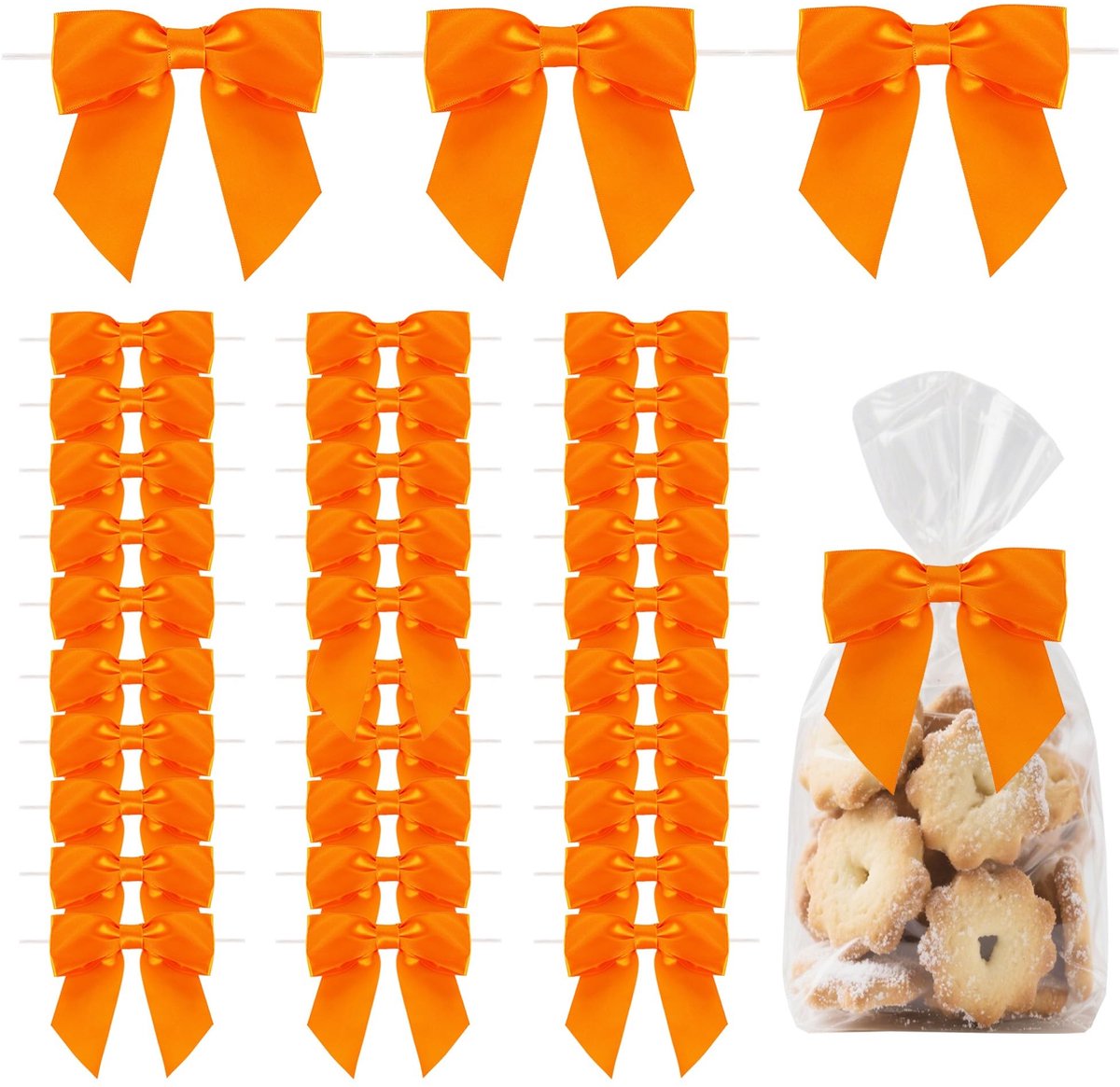 Solidchoice - 50 Stuks Oranje Satijnen Strikken voor Decoratie en Geschenken