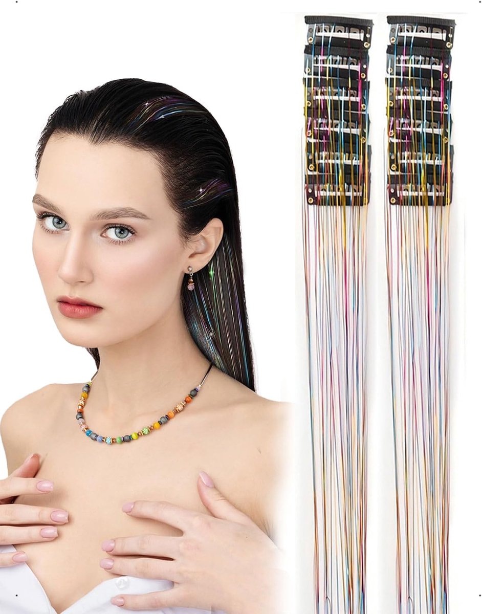Haar Tinsel Clip In Glitter Haarstrengen - 50CM Lametta Extensions - Sparkling en Hittebestendig - ShopVlot