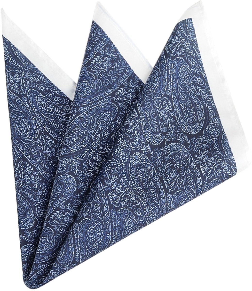 Solidchoice - Vintage Zakdoek met Paisley Patroon 33x33cm Donkerblauw